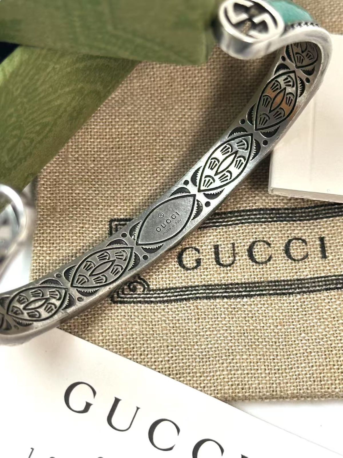 超美品◇本物◇グッチGUCCIターコイズインターロッキングG