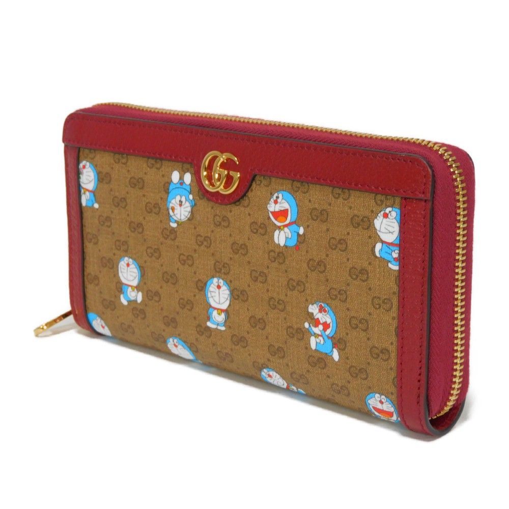 GUCCI ドラえもん グッチ ラウンドジップ 長財布 レッド 本体のみ GUCCI グッチ ジップアラウンドウォレット ドラえもん ブラウン レッド