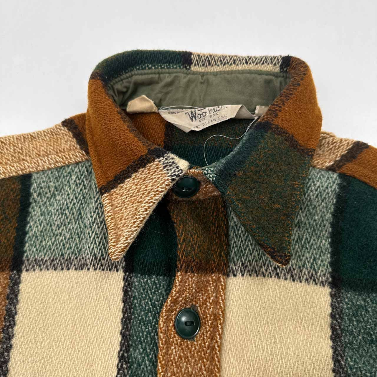 【70sビンテージ】Melton　ウールジャケット　ブロックチェック　XL M☆古着 メルトン MELTON 長袖 ウール ジャケット メンズ 80年代