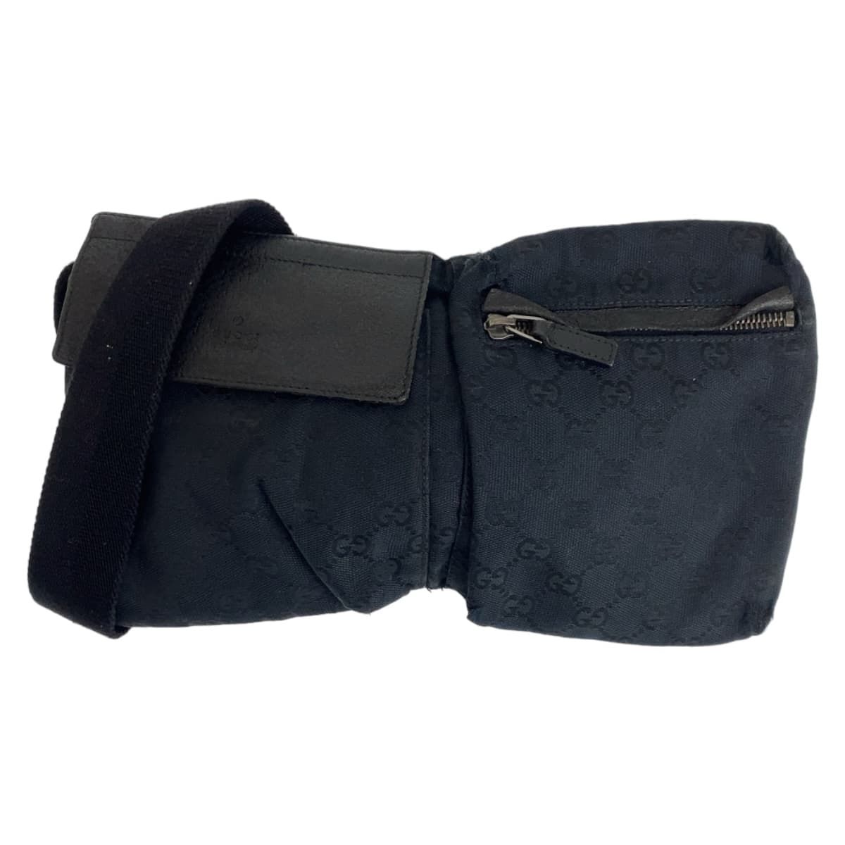 GUCCI グッチ ブラック 黒 シルバー金具 GGキャンバス 28566 ウエスト