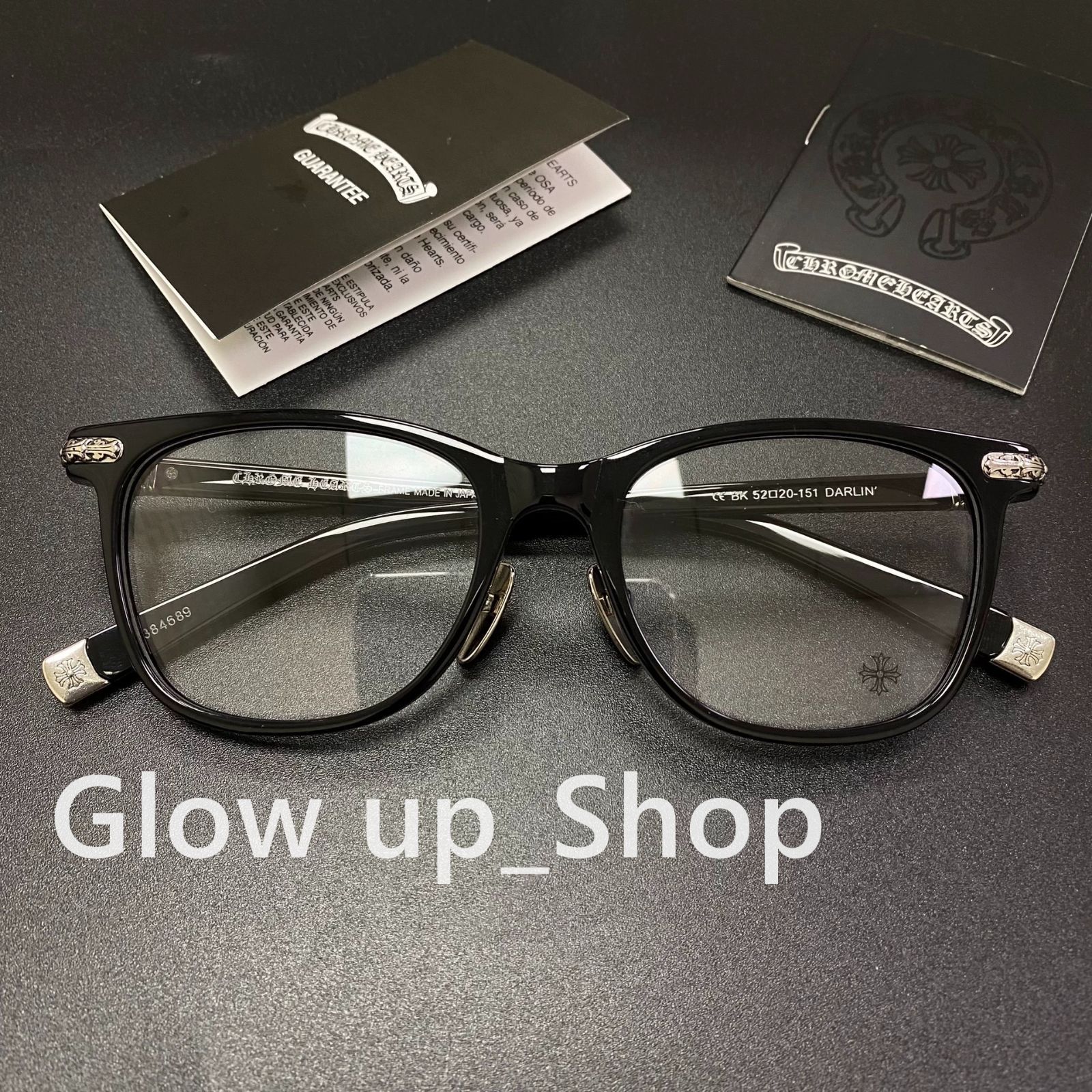 男女兼用 クロムハーツ Chrome Hearts DARLIN メガネ 眼鏡フレーム ブラック|シルバー 05