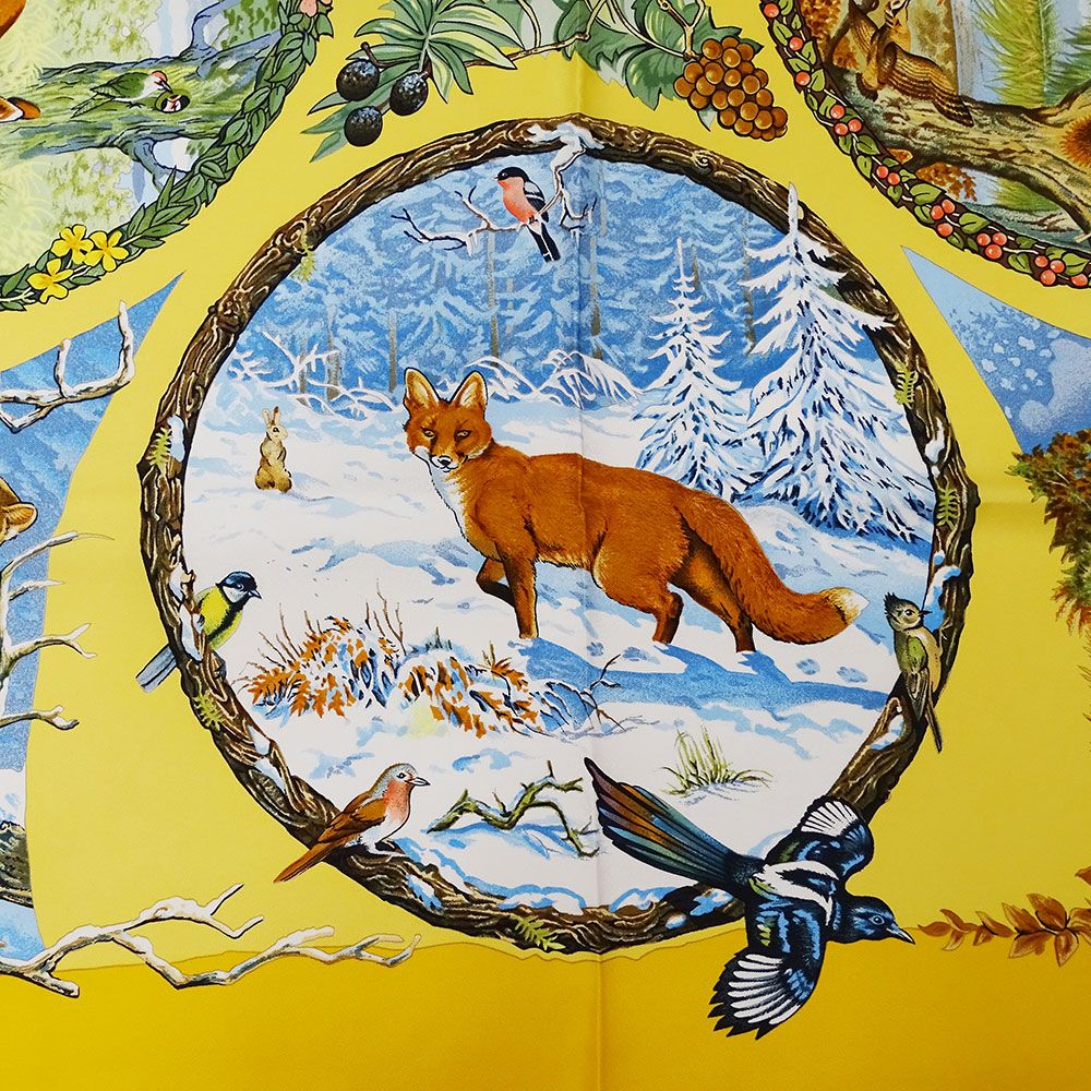 HERMES エルメス カレ90 スカーフ Les Quatre Saisons 質屋 HERMES エルメス スカーフ カレ90 Les Quatre Saisons 四季