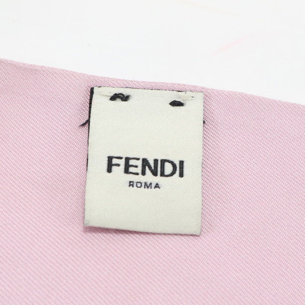 FENDI ロゴ ラッピー バンドゥ スカーフ リボン イタリア シルク ピンク フェンディ タグ付 ラッピー シルク 100％ バンドゥ ツイリー