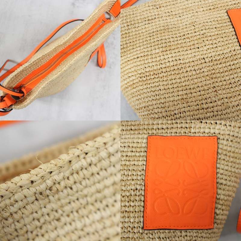 S386)【美品/希少カラー】LOEWE ラフィア ポシェット バッグ ネオン