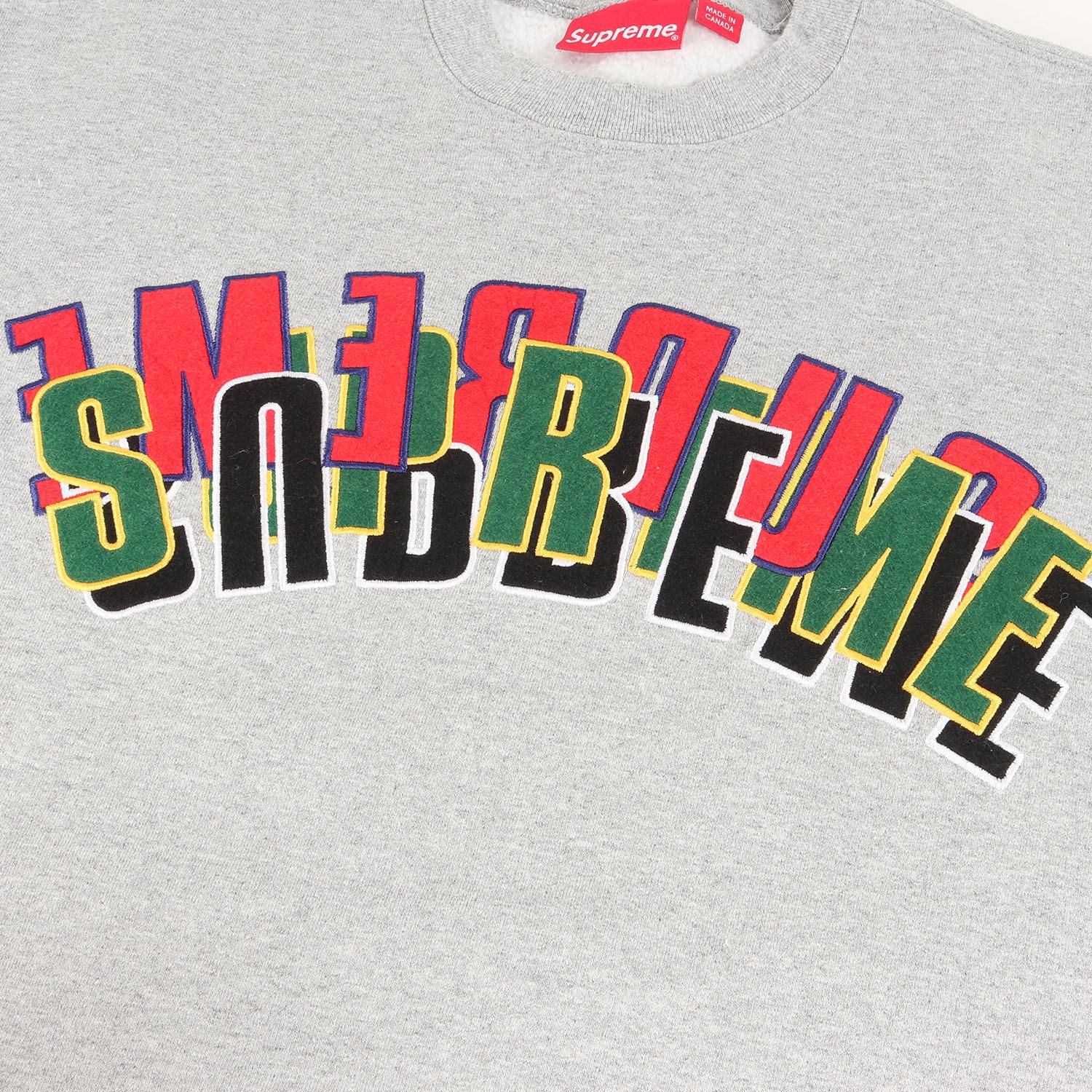 Supreme シュプリーム スウェット サイズ:M 21SS レイヤード アーチロゴ クルーネック スウェットシャツ Stacked  Crewneck ヘザーグレー トップス トレーナー