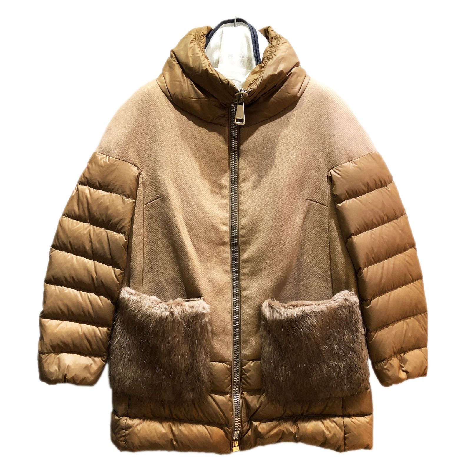 MONCLER モンクレール レディース FAYRAC GIUBBOTTO 切替 ファー ダウンジャケット ベージュ A20934988210  57522 サイズ00