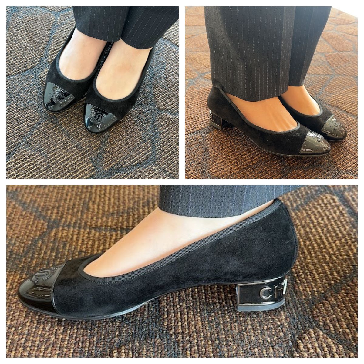 未着用　CHANEL シャネル　ココマーク　ゴールド　ブラック　チャンキーヒール CHANEL シャネル パンプス シューズ チャンキーヒール ココ