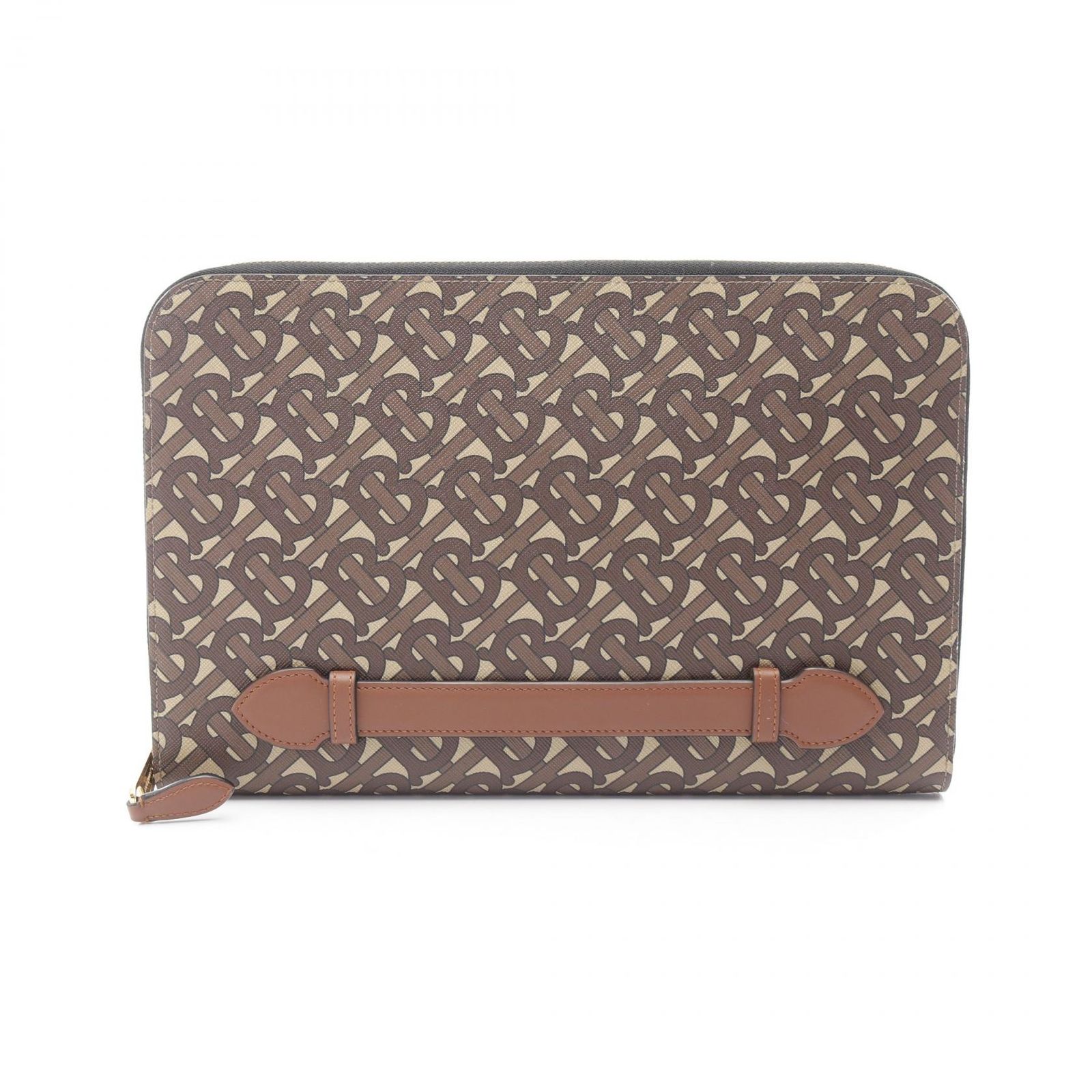 バーバリー BURBERRY セカンドバッグ クラッチバッグ TBモノグラム 8023035 ブラウン PVCコーティングキャンバス レザー クラッチバッグ メンズ Used A