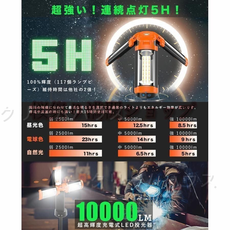  LED投光器 充電式 作業灯 200 W 投光器 led 屋外 防水 充電式作業灯 ワークライト ledライト 12000 mAH 大容量 三脚 脚付 スタンド 付き 屋外照明 住宅設備