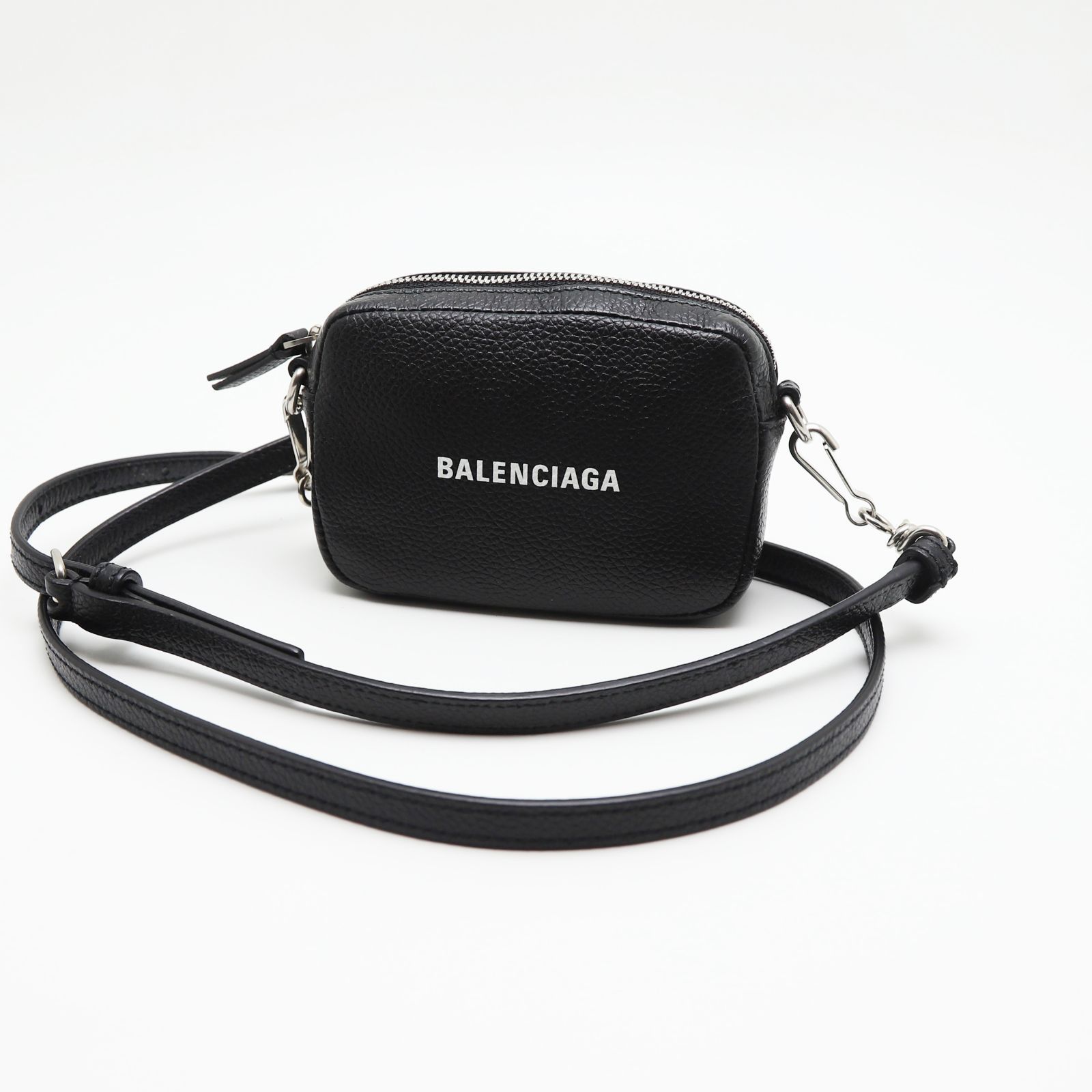 【美品】バレンシアガ　キャッシュ　ミニポーチ　グレインカーフスキン　レザー　ブラック　バッグ　640539 1IZI3 1090
