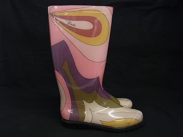 エミリオ プッチEMILIOPUCCI☆39ロングレインブーツイタリア製ブランド Amazon | (エミリオプッチ)Emilio Pucci プッチ柄 レインブーツ