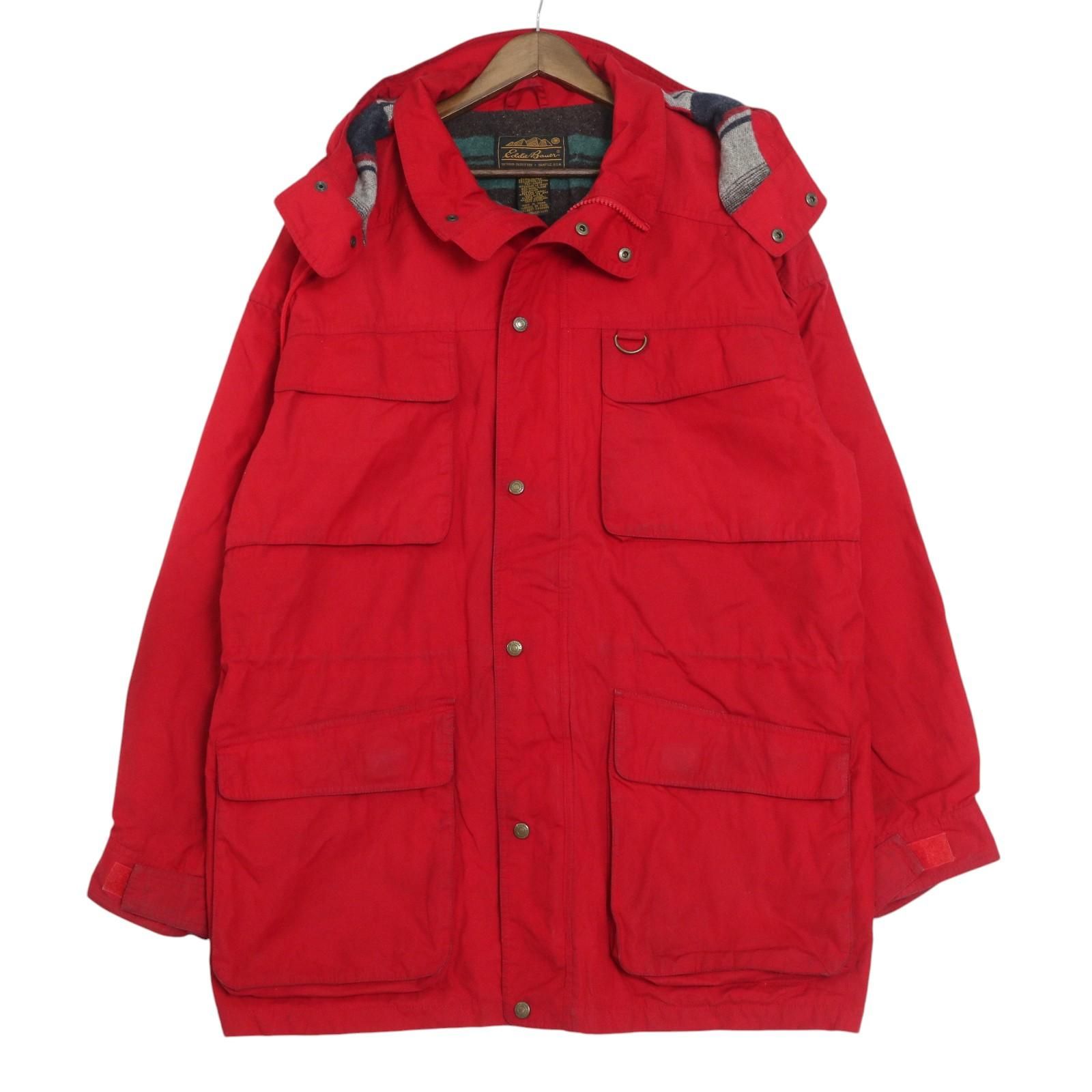 90年代 Eddie Bauer エディーバウアー マウンテンパーカー アウトドア レッド（メンズ XL ）中古 古着 A4492