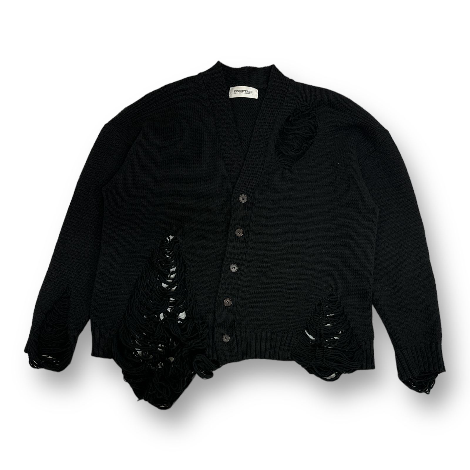 定価30800円 DISCOVERED 22SS DAMAGE COTTON KNIT CARDIGAN ダメージ