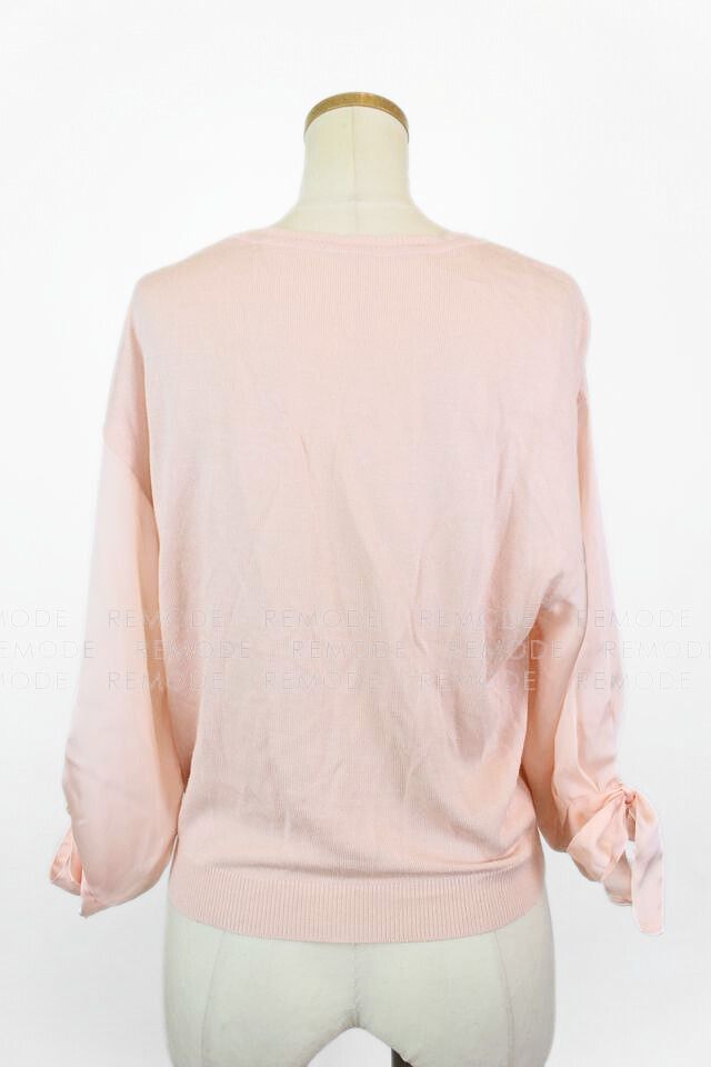 FOXEY｜シフォンリボンスリーブニットプルオーバー