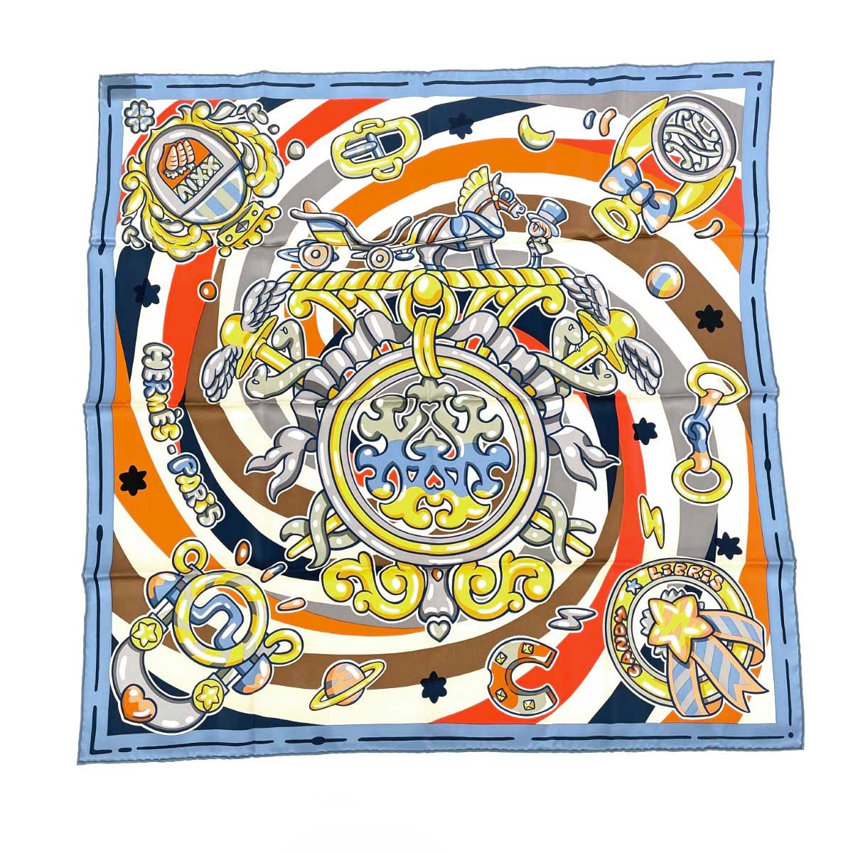 良好 HERMES エルメス カレ70 キャンディーリブリス スカーフ マルチ