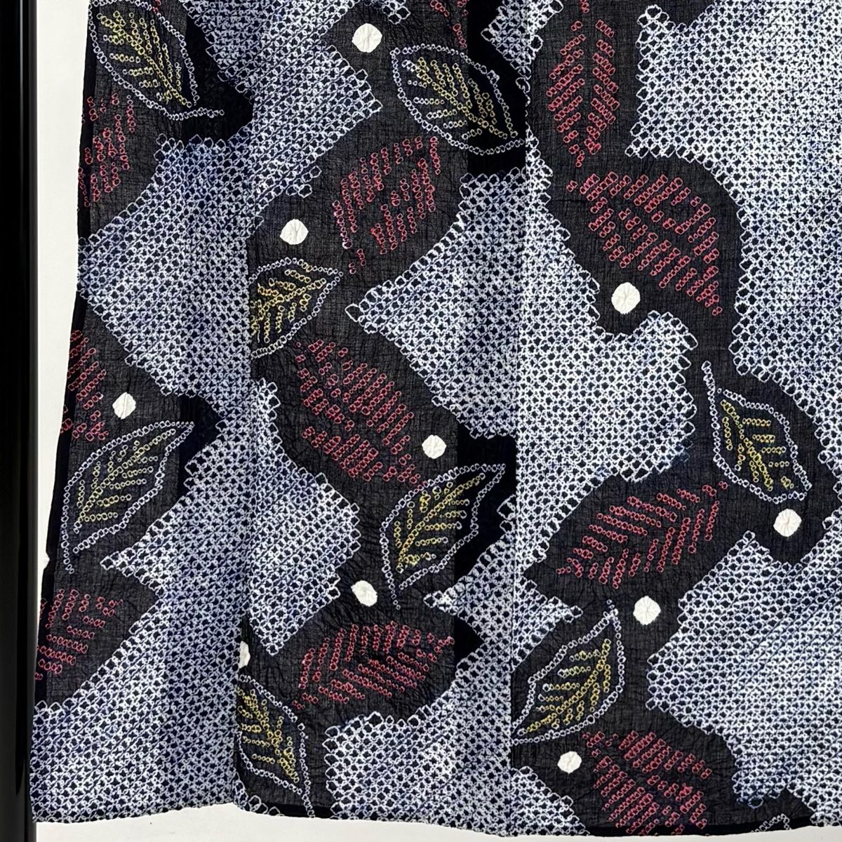 浴衣 身丈147.5cm 裄丈61.5cm S 絞り浴衣 葉柄 紺色 綿 名品