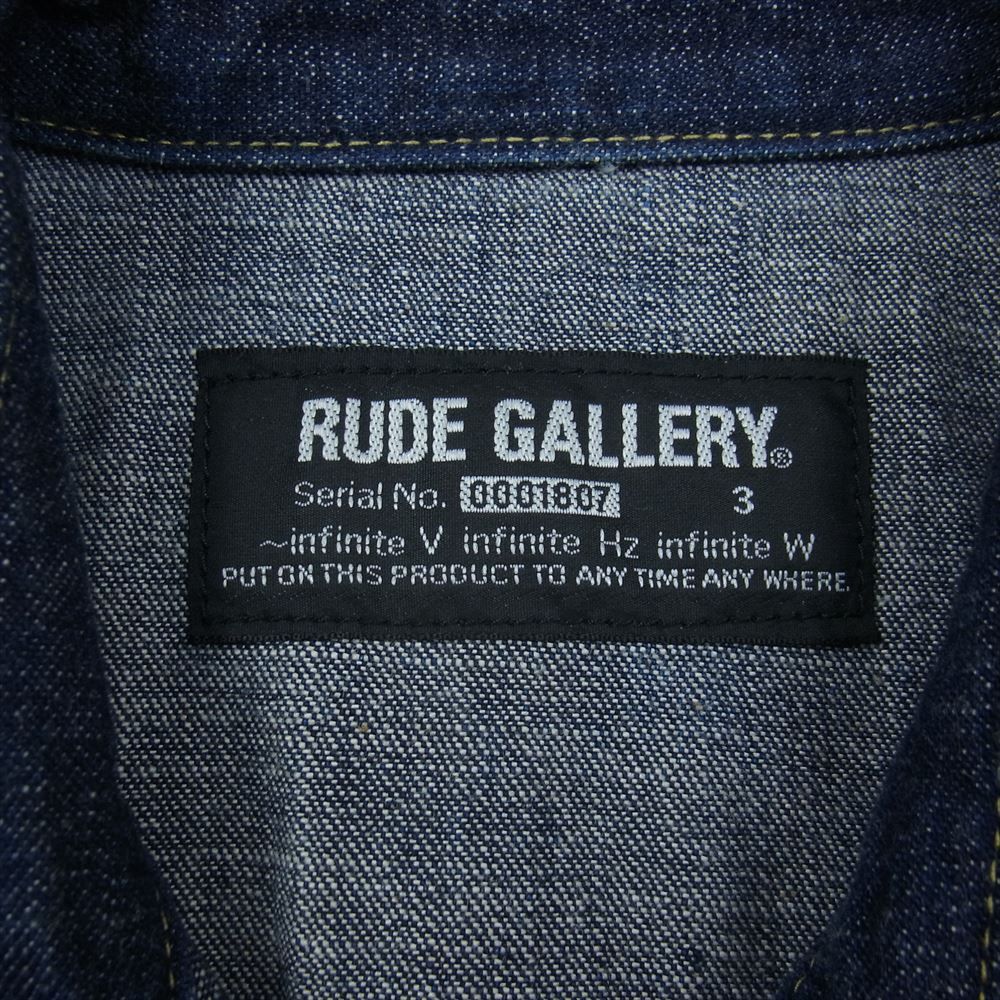 RUDE GALLERY ルードギャラリー デニムジャケット レザー 切替 デニム ウェスタン ジャケット インディゴブルー系 3【中古】