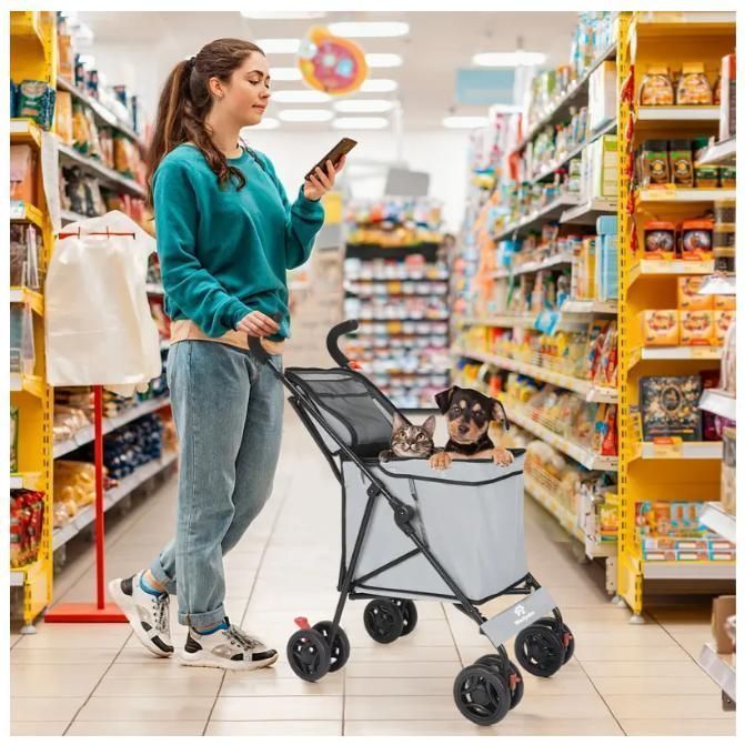 多機能ピンク犬用ストローラー＆ショッピングカート - 耐久性のあるオックスフォード生地 操作性の良い 安全なロックシステム STEELWINDOWSANDDOORS_COM