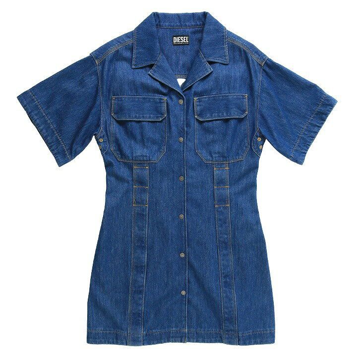 DIESEL ディーゼル ロゴ デニム シャツ ワンピース 関税送料込 DIESEL ディーゼル シャツワンピース ロングシャツ デニムシャツ