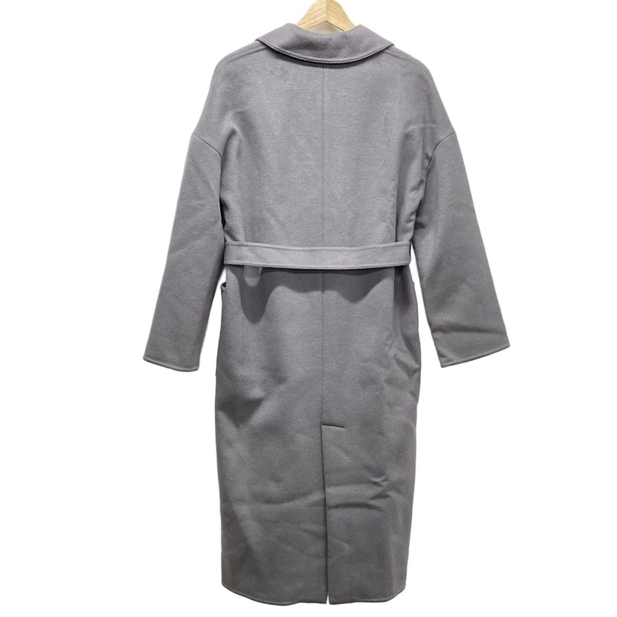 【PLST/プラステ】グレー ノーカラー ロングコート Mサイズ PLST プラステ コクーンシルエットノーカラーコート ロング