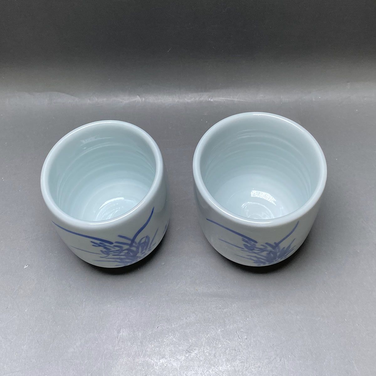 高麗染付蘭花紋茶碗 韓国李王家 楽善斎 李方子 高麗焼茶碗(夫婦茶碗
