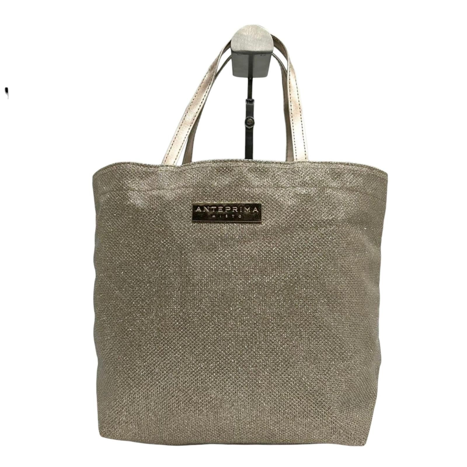 アンテプリマミスト トートバッグ ハンドバッグ ラメ グリッター ロゴプレート キャンバス ゴールド シャンパンゴールド ポーチ付き レディース エレガント フェミニン お出かけ おしゃれ クリーニング済み U9