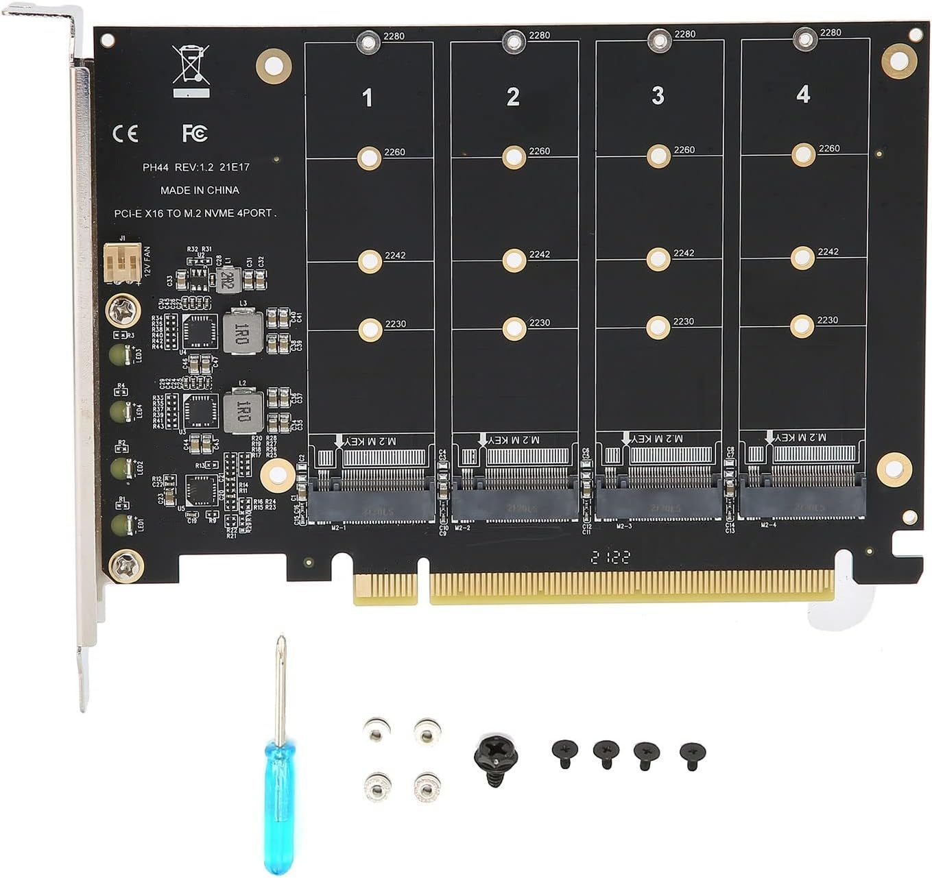 4ポート M.2 NVME-PCIe X16アダプタ 4×32Gbps NVME M.2 - SATA