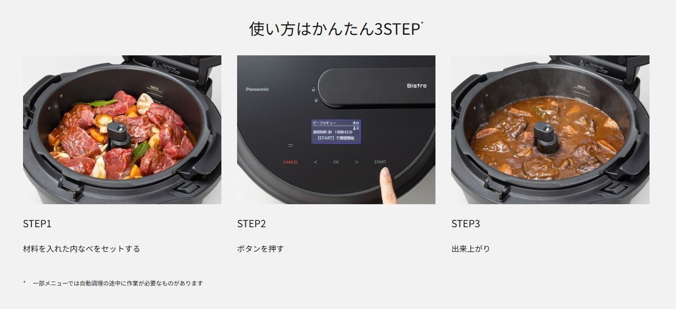 Panasonic オートクッカー ビストロ NF-AC 1000-K ブラック 自動調理鍋