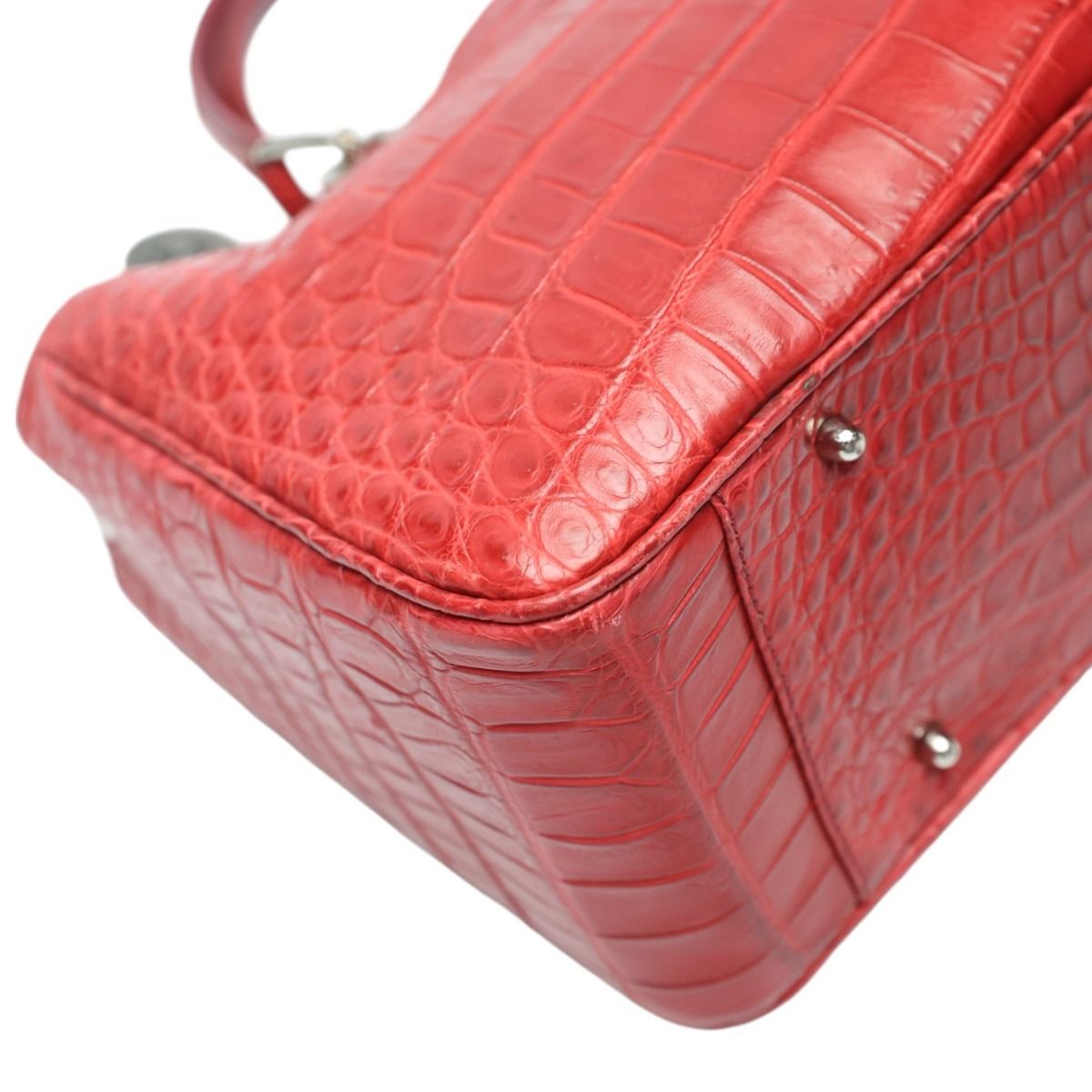 WEL公認 クロコダイル ハンドバッグ レッド 日本製 WEL公認 クロコダイル ハンドバッグ レッド 日本製 WEL公認