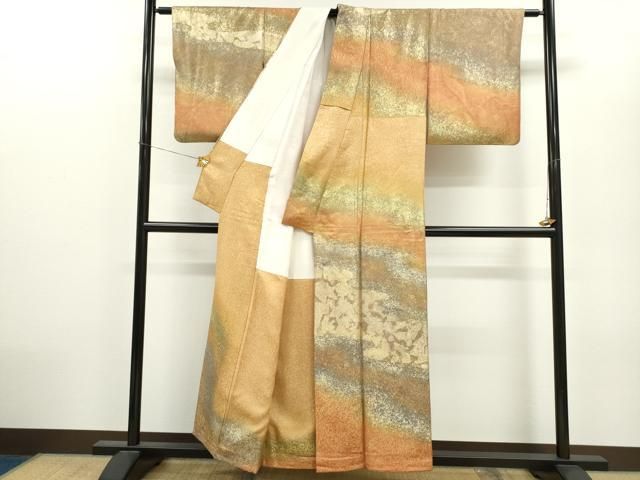 平和屋着物○訪問着 鴛鴦雪輪花文 暈し染め 金銀彩 三越