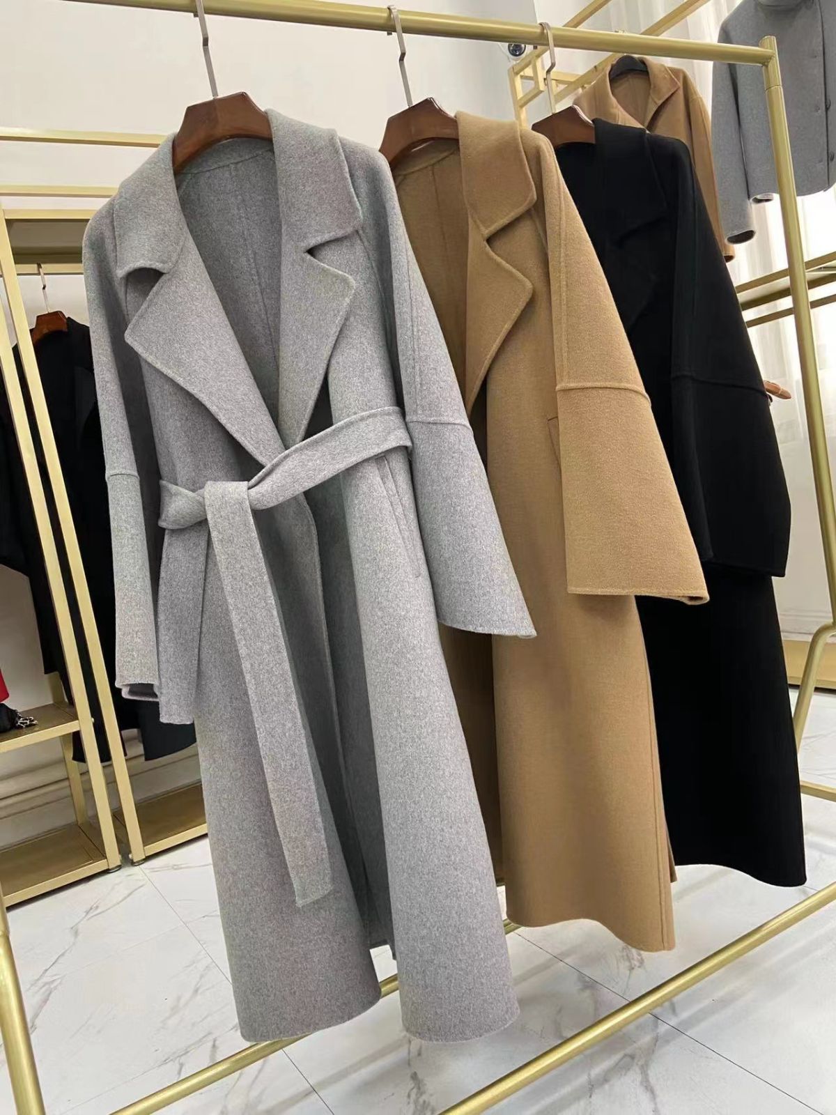 ウールコート レディース チェスターコート 長袖 ベルト付 ダブルフェイス ロング丈 防風コート 保温 防風 高品質 上品 上品 アウター Aライン シンプル 通勤 ビジネス 冬服 ゆったり nuanta14 DZ30