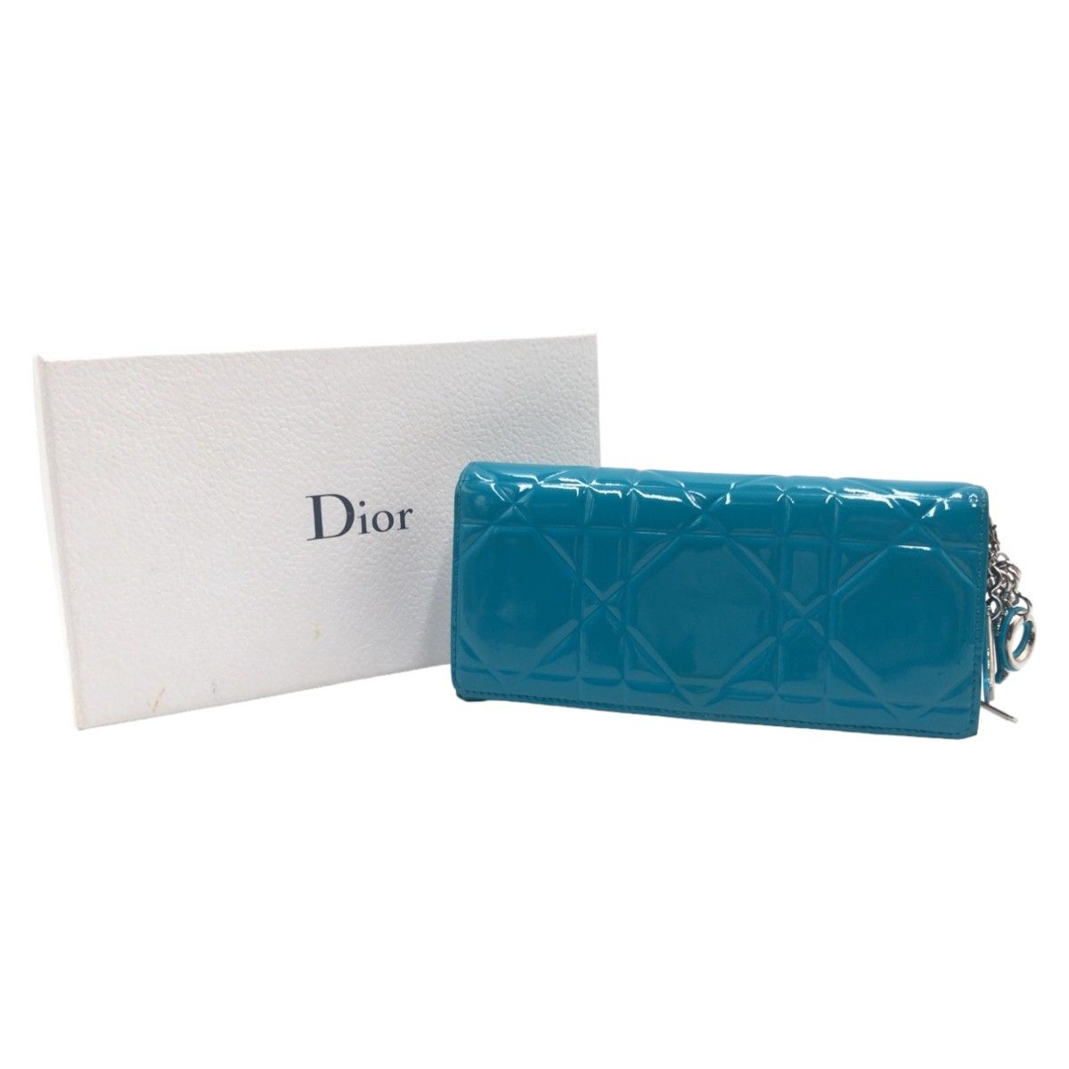 Dior ディオール カナージュ ロゴチャーム ブルー シルバー金具 Dior ディオール カナージュ ロゴチャーム ブルー シルバー金具