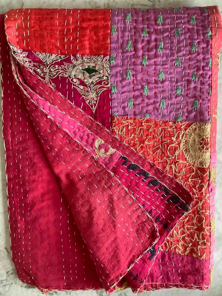 カンタキルト マルチカバー サリーパッチワーク 9 PINK