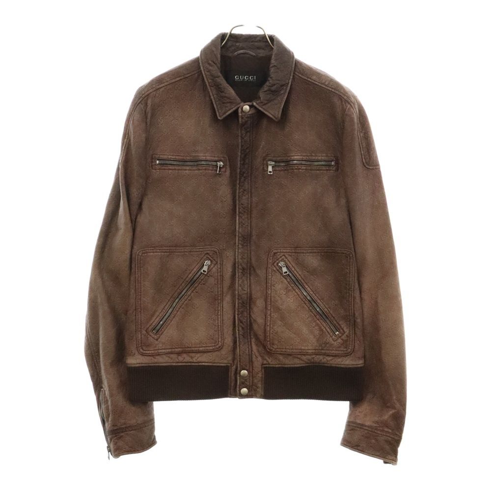 GUCCI (グッチ) グッチシマ GG総柄レザーフライトジャケット ブラウン 222356 XM759