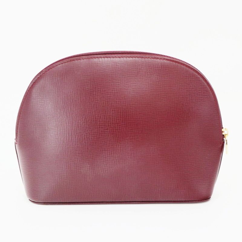 Cartier カルティエ マストライン レザ― メイクポーチ 小物入れ ボルドー K10-k050