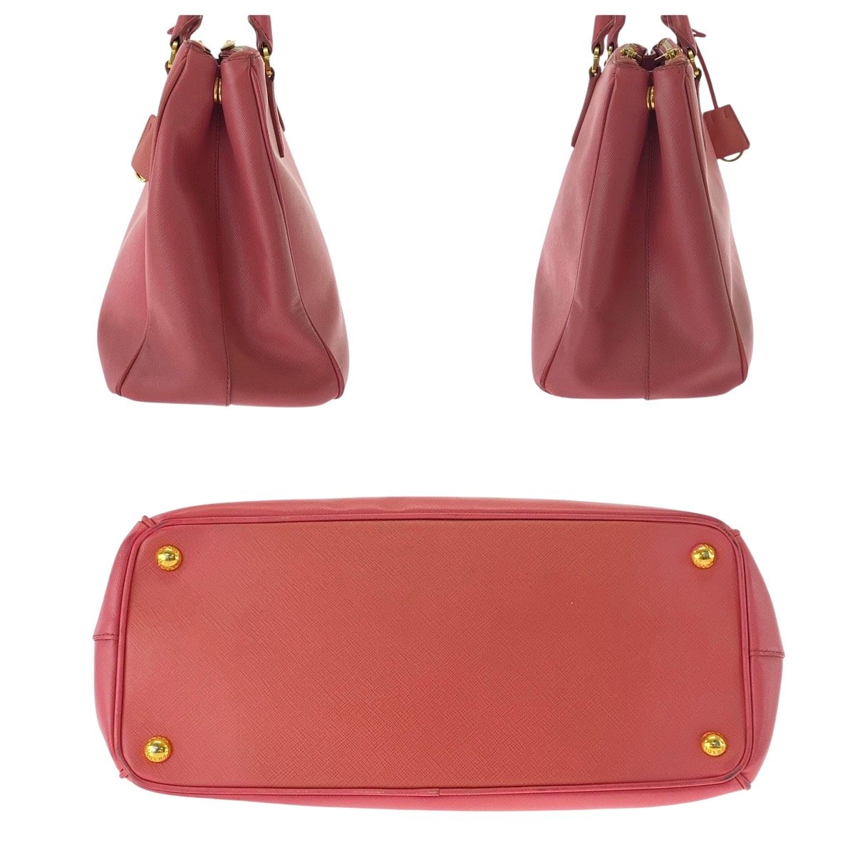 PRADA プラダ サフィアーノ ピンク ゴールド金具 レザー トート PRADA プラダ サフィアーノ ピンク ゴールド金具 レザー トート