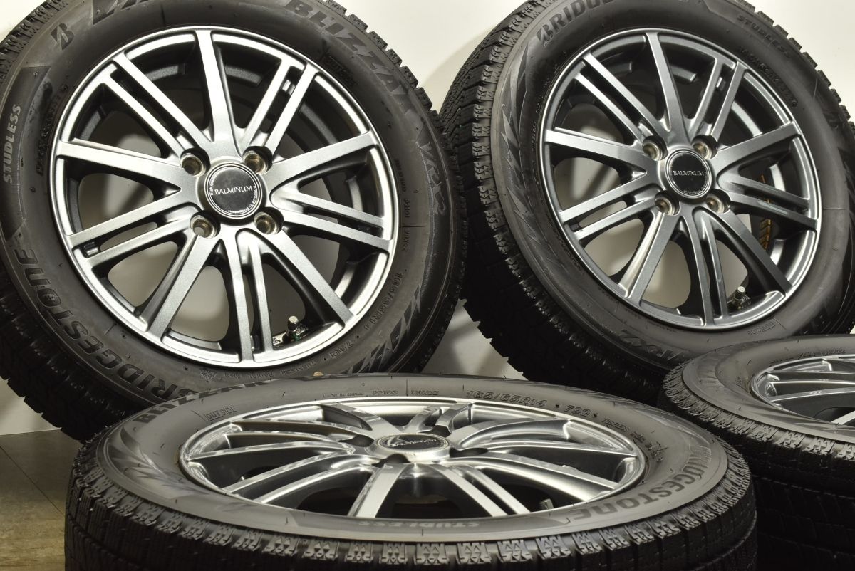 バリ溝 バルミナ 14in 4.5J 45 PCD100 ブリヂストン ブリザック VRX2 165 65R14 タンク ルーミー パッソ ソリオ トール ブーン