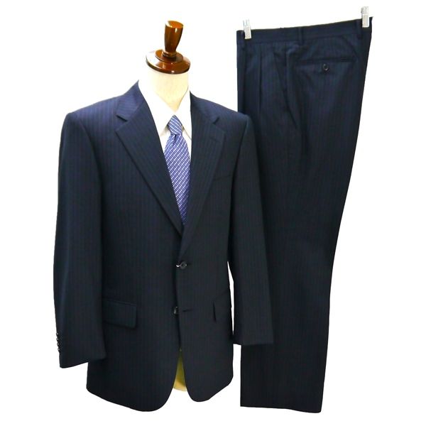 【新品】濃紺ストライプシングル2つボタンスーツ　BB5　2パンツ（股下70㎝） WEB限定/OUTLET】【CLASSICO TAPERED】【春夏】2釦シングル