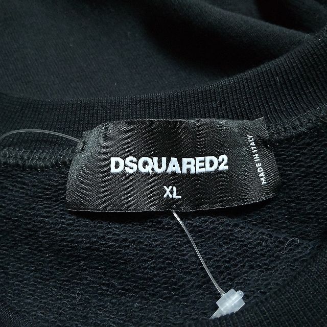 DSQUARED2(ディースクエアード) トレーナー サイズXL メンズ美品  - 黒×ネイビー×マルチ 長袖