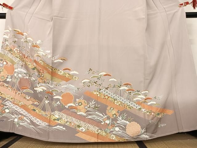 平和屋着物●豪華色留袖　駒刺繍　正倉院鳳凰花文　暈し染め　金彩　正絹　逸品　未使用　DAAZ0610ps 平和屋着物□豪華色留袖 駒刺繍 雪輪重ね花松文 暈し染め 金彩 正絹