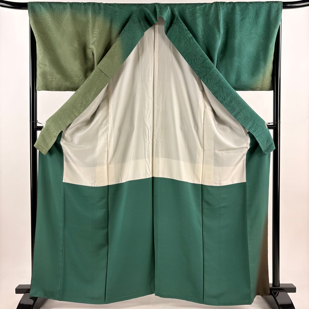 訪問着 身丈164cm 裄丈66cm M 袷 ますいわ屋 地紋 染分け ぼかし よもぎ色 正絹 秀品 WWW_WOWDIGSITE_COM