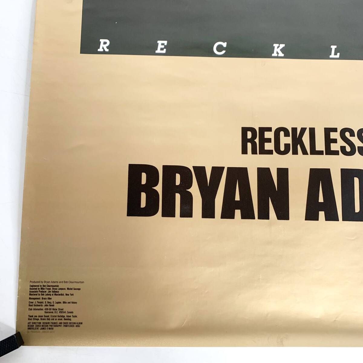 ブライアン・アダムス　レックレス　非売品　ポスター　A1サイズ　販促用　BRYAN ADAMS　RECKLESS　レトロ