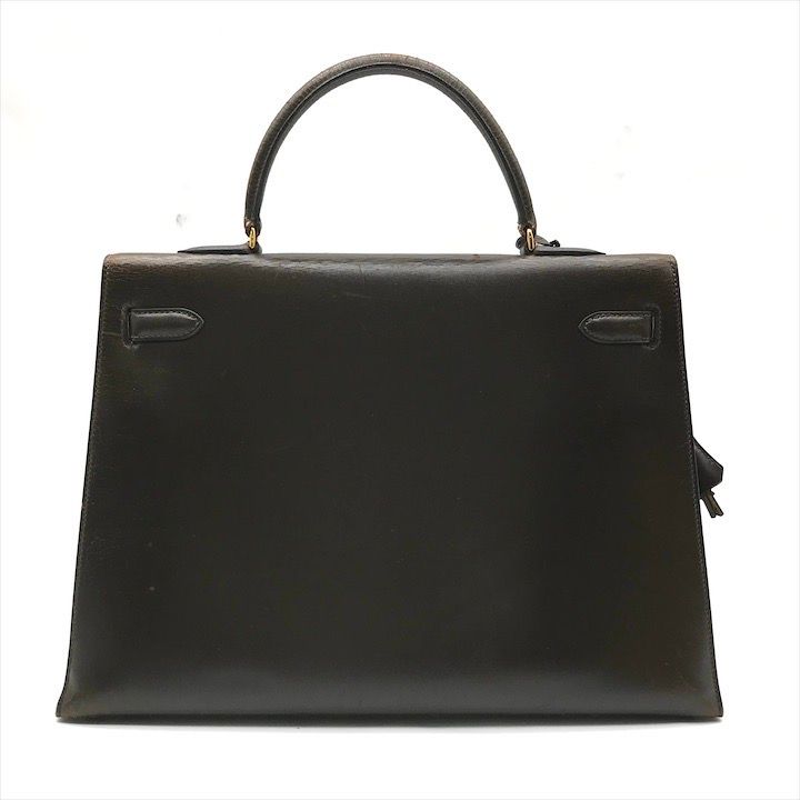 HERMES エルメス ケリー35 マルH 刻印 2WAY ボックスカーフ ハンド ショルダー バッグ ブラウン 茶 ブランド 鞄 かばん Bag カバン a8820 HERMES - HERMES エルメス ケリー35 マルH 刻印 2WAY ボックスカーフ