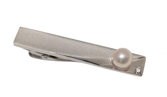 タサキ タイピン 真珠 ダイヤ入り タイバー シルバー ネクタイ留め パール7.2ｍｍ ダイヤ 0.04ｃｔ メンズ 紳士用 ネクタイピン アクセサリー ＴＡＳＡＫＩ SILVER