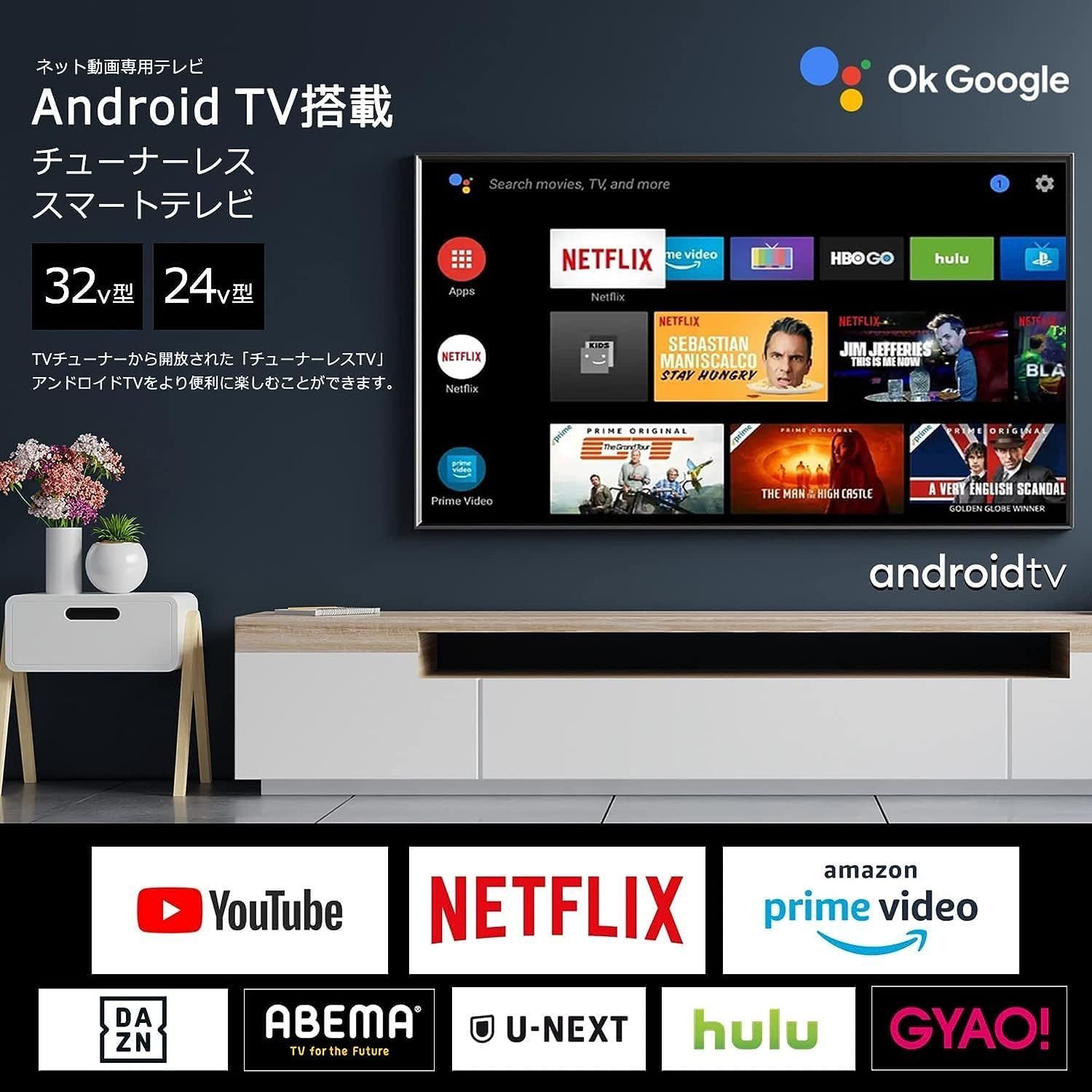 話題の動画配信サービス(VOD)視聴専用TV24V型 チューナーレス TV 