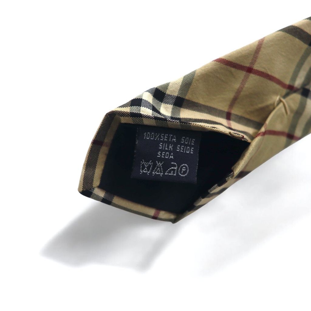 【美品】Burberry バーバリー　ネクタイ　ノバチェック　ベージュ BURBERRY イタリア製 ノバチェック ネクタイ ベージュ シルク