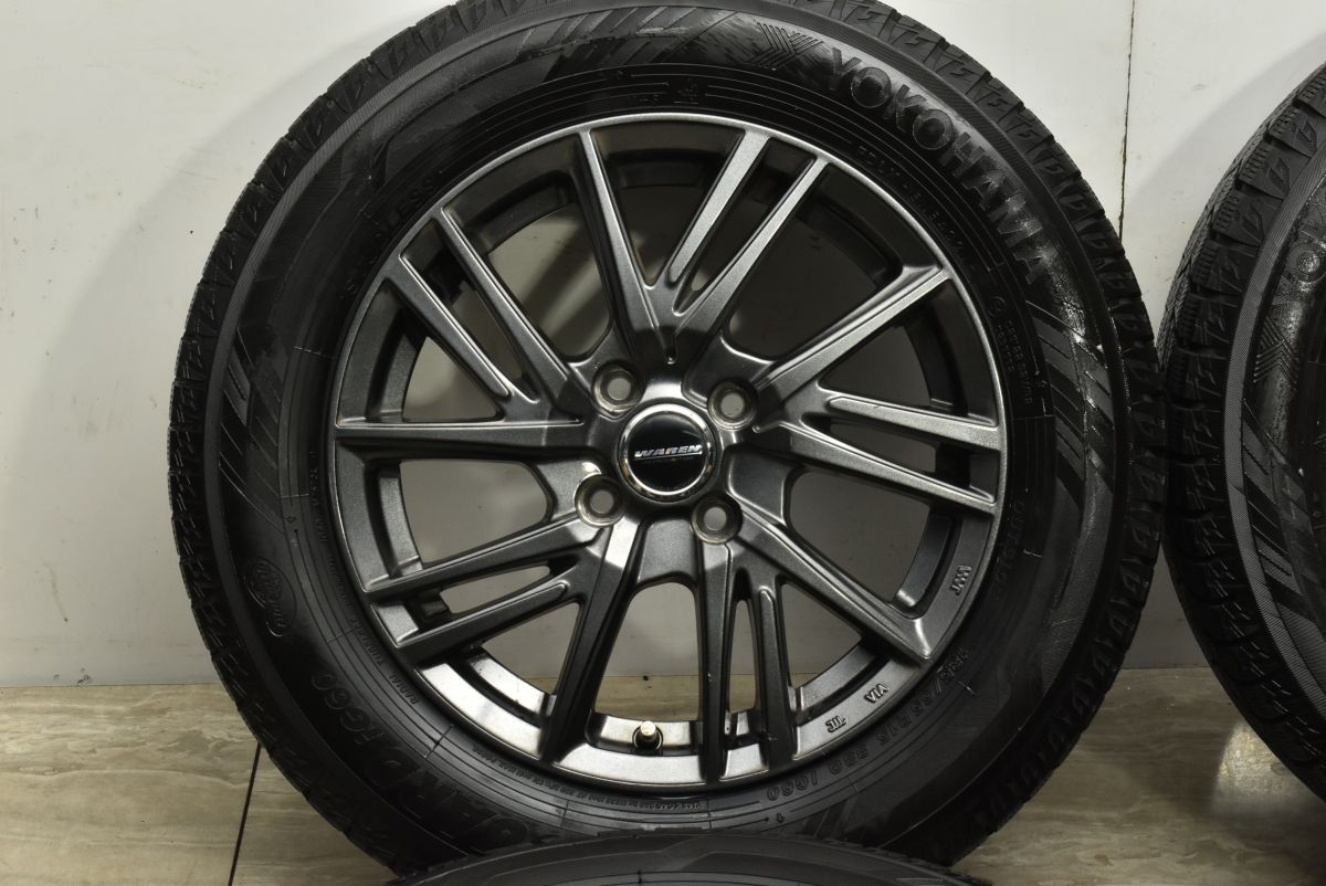 【バリ溝 美品】WAREN 15in 5.5J +43 PCD100 ヨコハマ アイスガード iG60 185/65R15 アクア フィールダー MAZDA2 デミオ ノート 送料無料