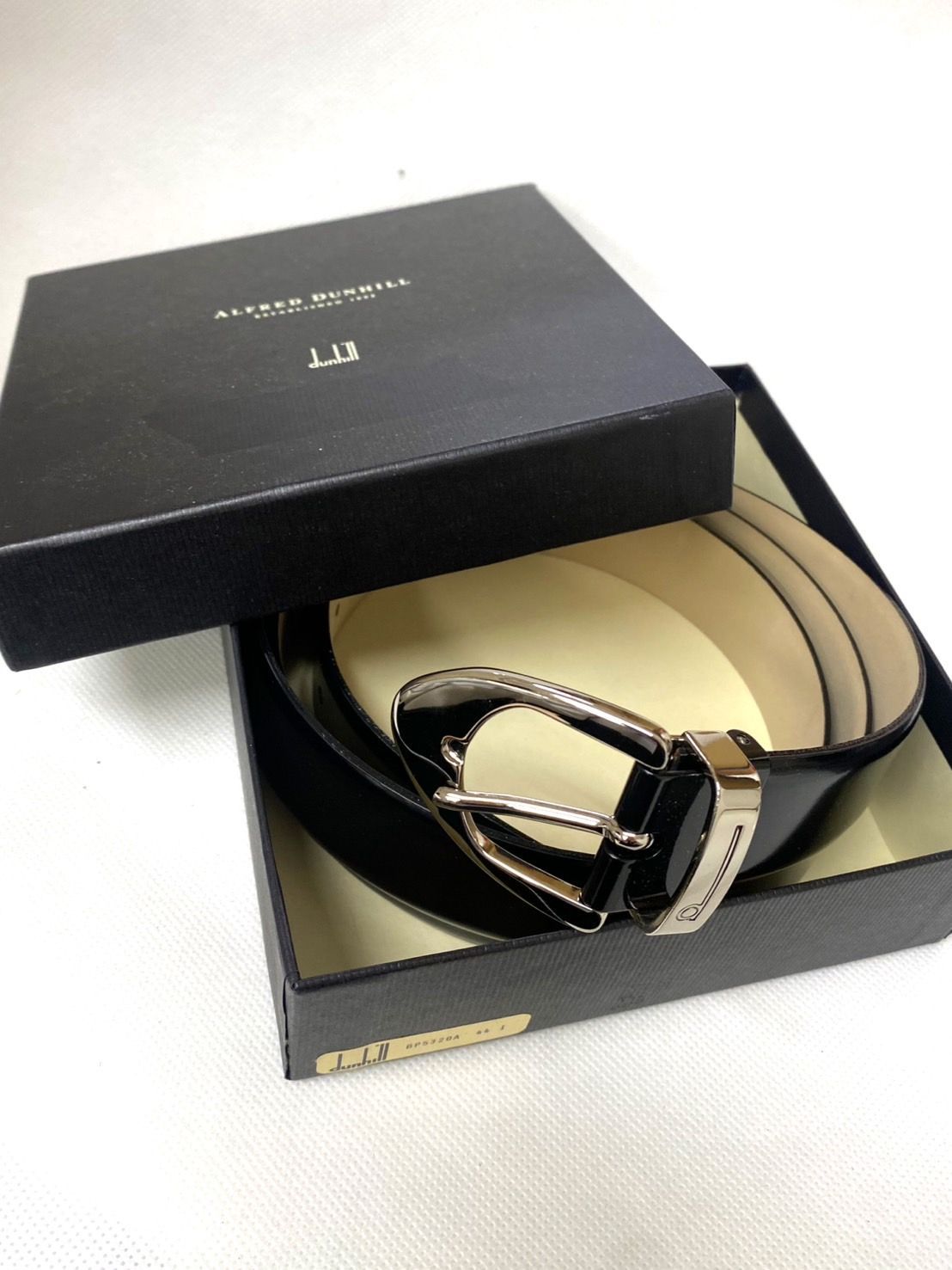 ダンヒル dunhill レザー ベルト 黒 ブラック シルバー金具 メンズ 44|112 き ot032914