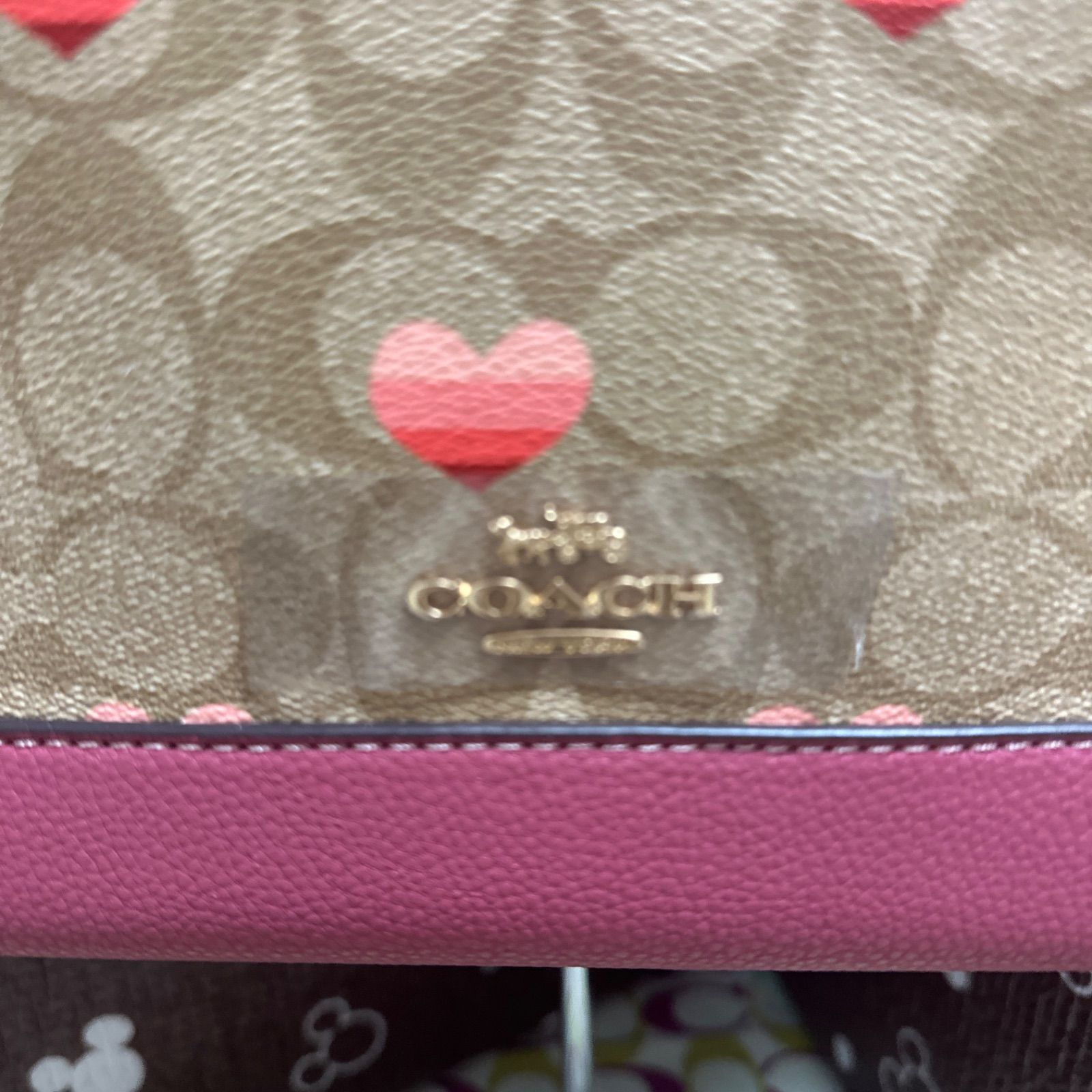 新品☆COACH フィールドトート22 ハート ピンク ブラウンCA621