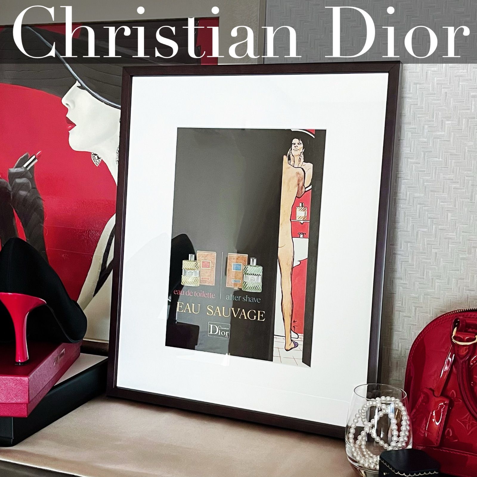 ＜1975 広告＞Christian Dior Rene Gruau ルネ グリュオ  ディオール 香水 ポスター ヴィンテージ アートポスター インテリア モダン おしゃれ かわいい 壁掛け  ポップ レトロ